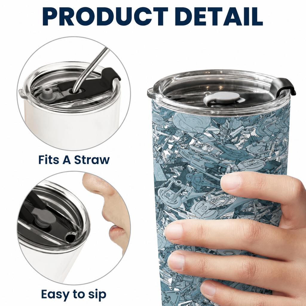 SPACESHIPS Star Funny 20Oz Tumbler - Sci-fi Movie Spaceships Funny Stainless Steel Tumbler with Lid and Straw