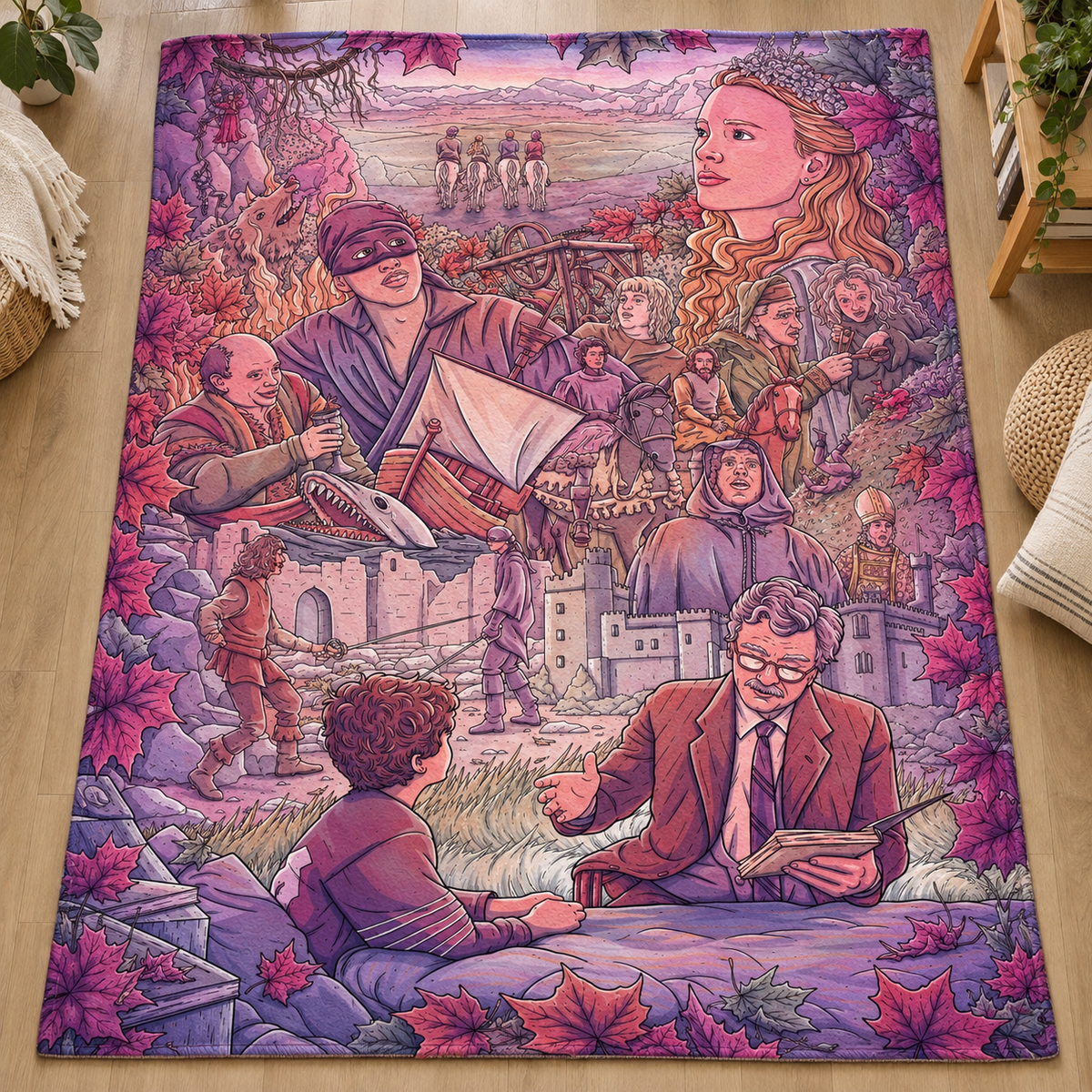 Princess Bride Movie Illustration Christmas Blanket - Romantic Comedy Movie Sherpa Blanket Gift for Fans
