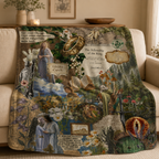 Vintage Mythic Journey Illustrated Blanket - Fantasy Movie Sherpa Blanket Gift for Fans