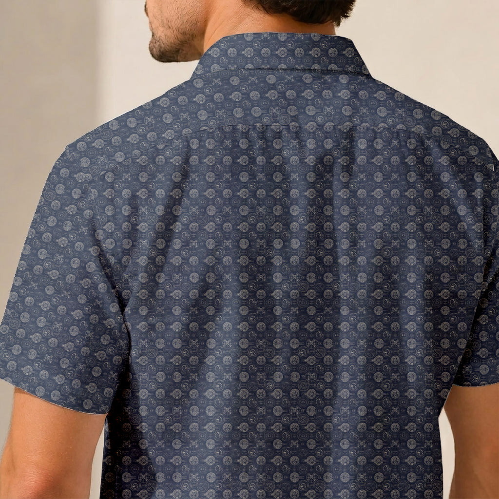 Star Wars Millennium Falcon Pattern Hawaiian Shirt with Pocket - Star Wars Button Down Shirt