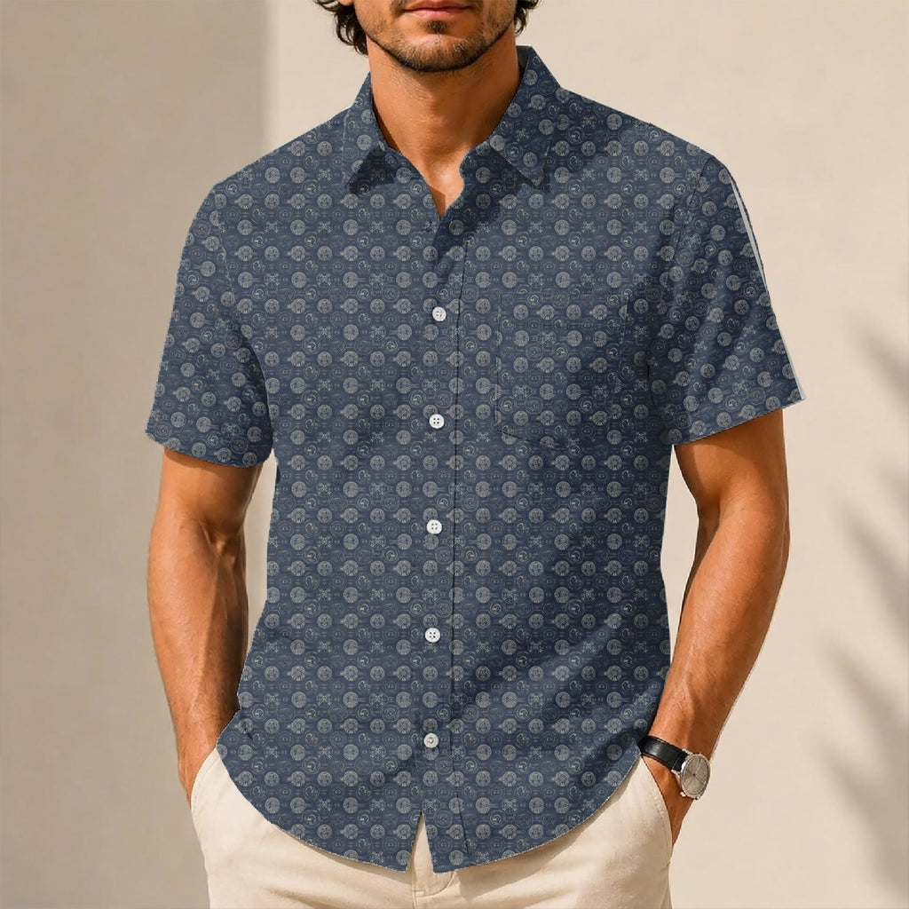 Star Wars Millennium Falcon Pattern Hawaiian Shirt with Pocket - Star Wars Button Down Shirt