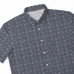 Galactic Millennium Falcon Pattern Hawaiian Shirt with Pocket - Galactic Button Down Shirt