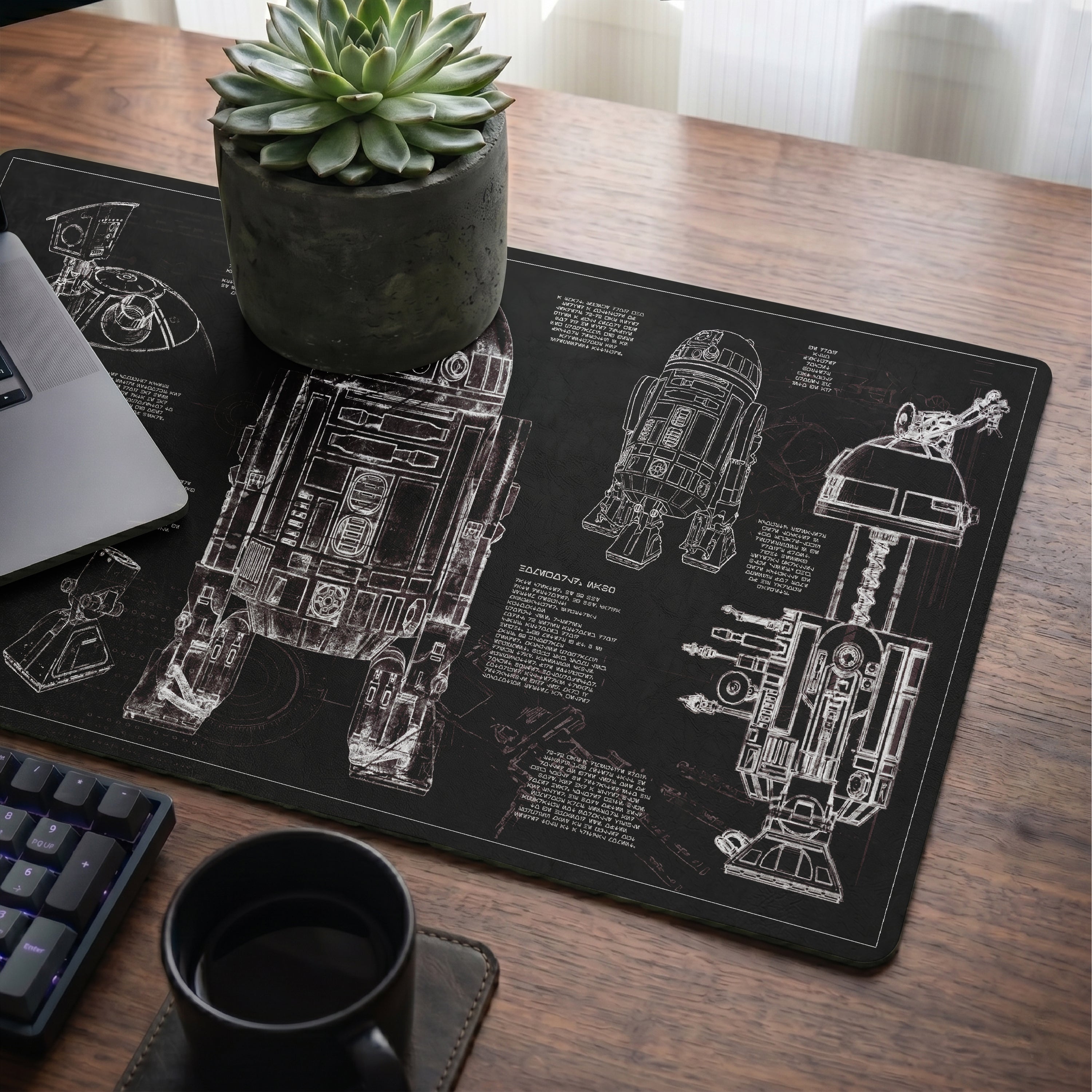 R2-D2 Blueprint Desk Mat - Star Wars Office Accessory Father's Day Gift