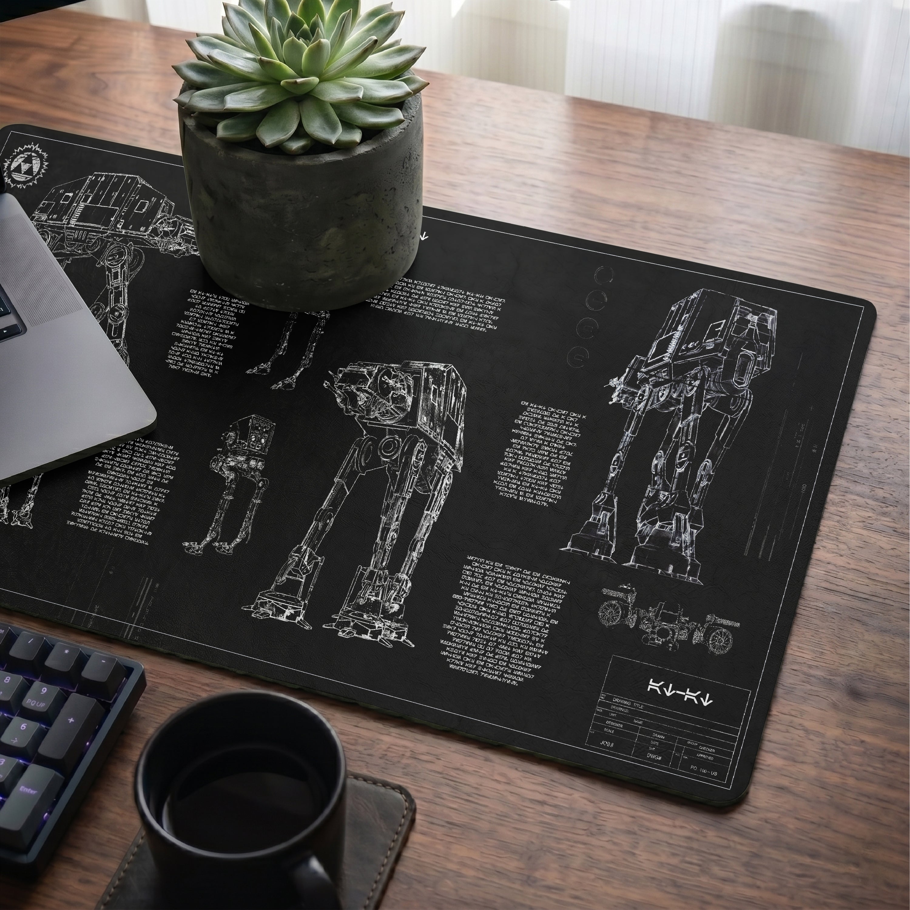 AT-AT Blueprint Desk Mat - Star Wars Office Accessory Father's Day Gift