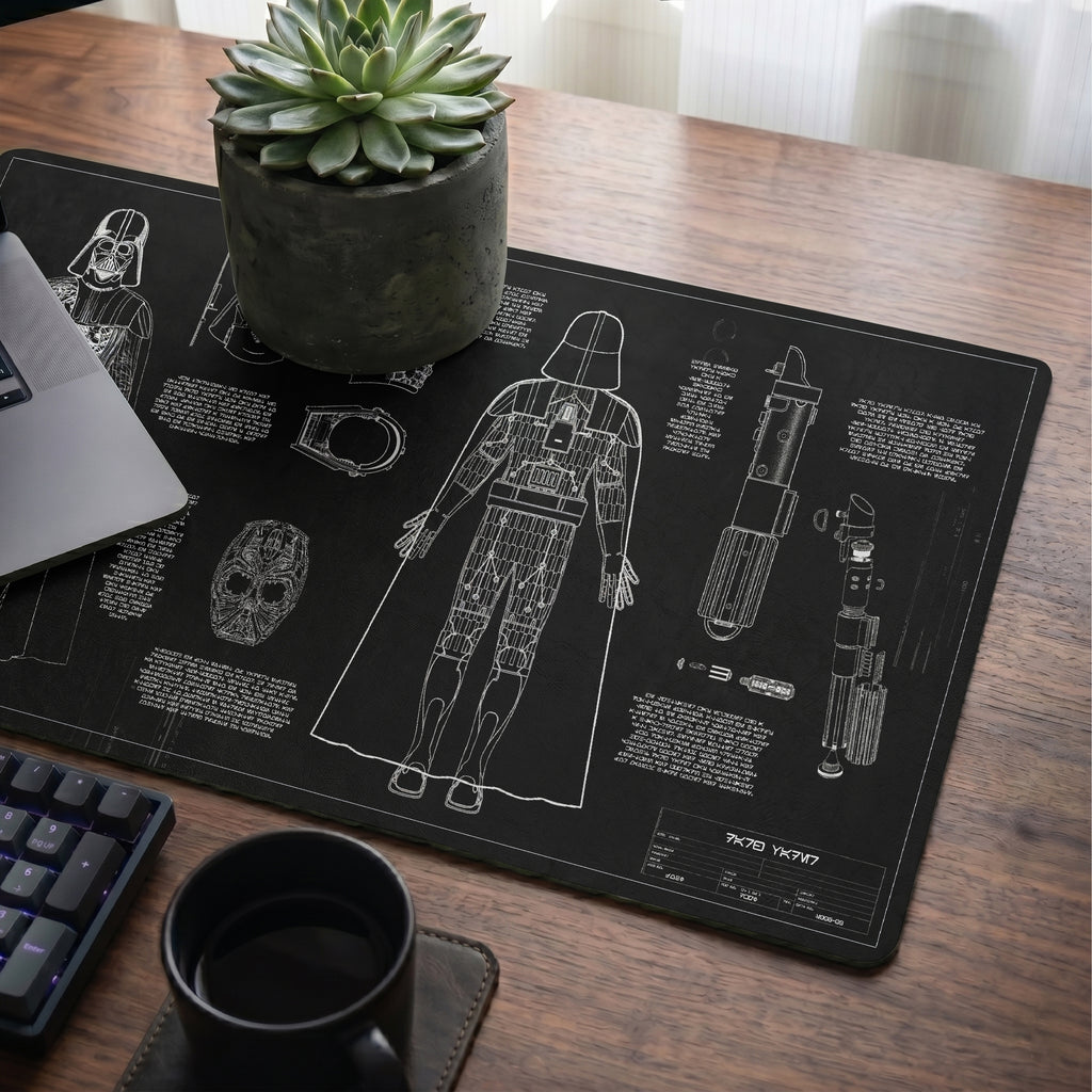 Darth Vader's Equipments Blueprint Desk Mat - Star Wars Office Accessory Father's Day Gift