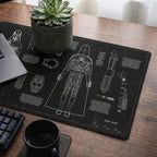 Darth Vader's Equipments Blueprint Desk Mat - Star Wars Office Accessory Father's Day Gift