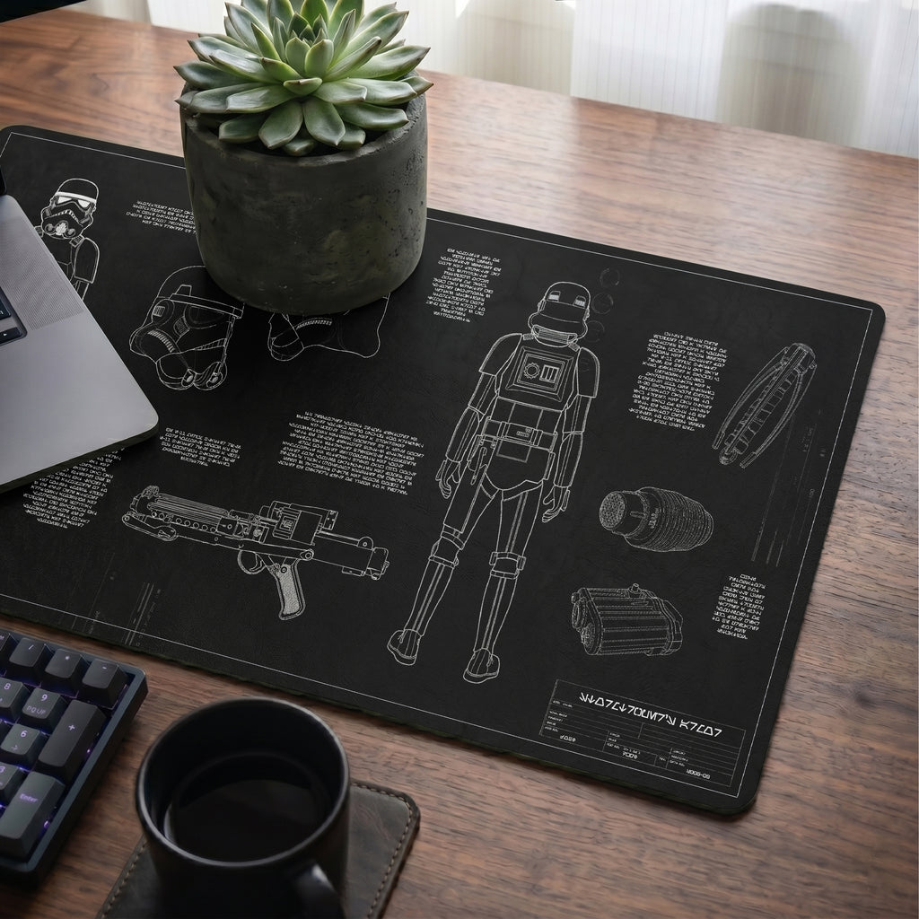 Stormtrooper Armor Blueprint Desk Mat - Galactic Office Accessory