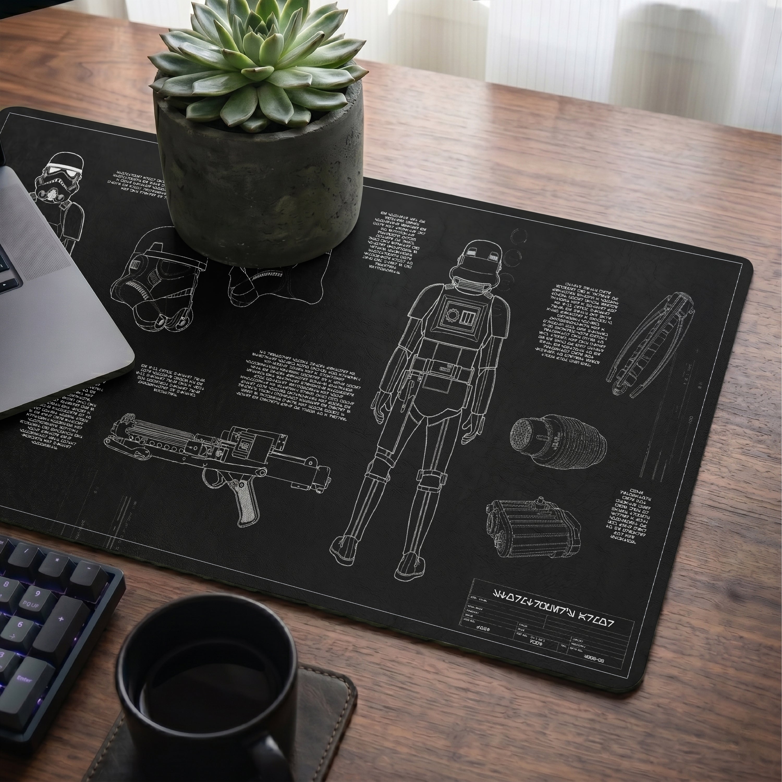 Stormtrooper Armor Blueprint Desk Mat - Galactic Office Accessory