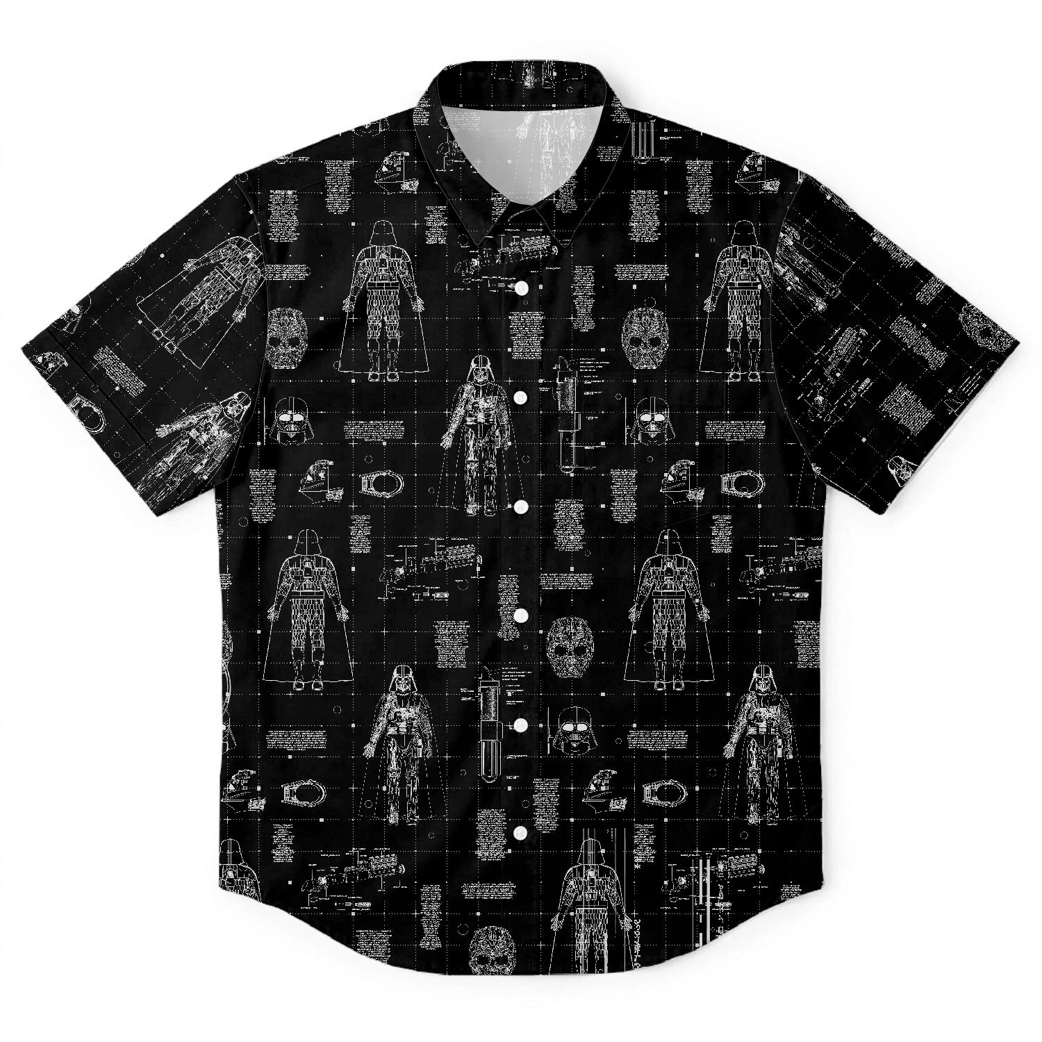 Darth Vader's Equipment Blueprint Hawaiian Shirt with Pocket - Star Wars Schematic Button Down Shirt