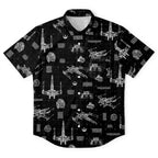 T-65B X-Wing Starfighter Blueprint Hawaiian Shirt with Pocket - Star Wars Schematic Button Down Shirt