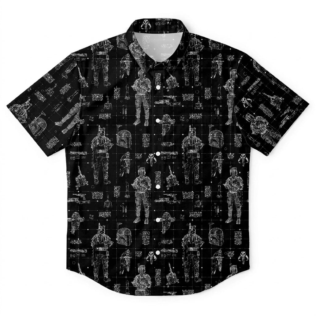 Boba Fett Equipment Blueprint Hawaiian Shirt with Pocket - Star Wars Schematic Button Down Shirt