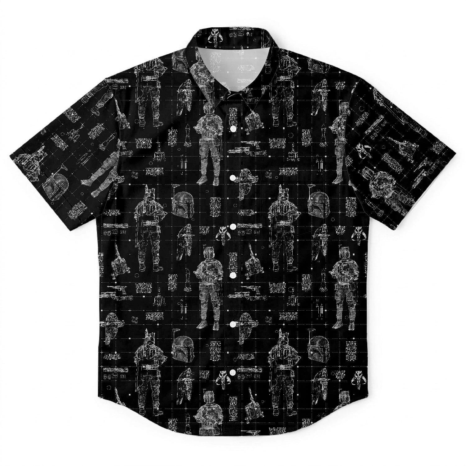 Boba Fett Equipment Blueprint Hawaiian Shirt with Pocket - Star Wars Schematic Button Down Shirt
