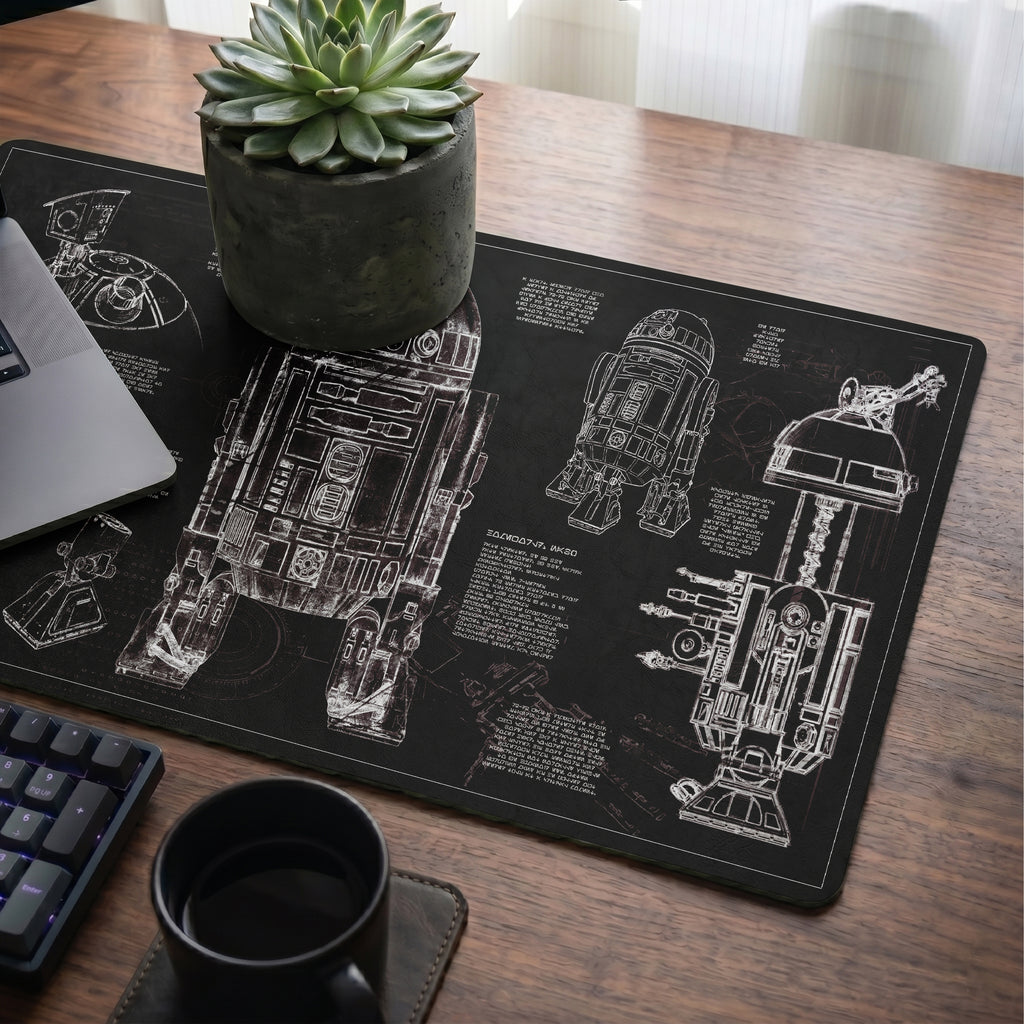 R2-D2 Blueprint Desk Mat - Star Wars Office Accessory Father's Day Gift