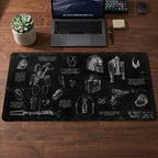 Mandalorian Equipment Blueprint Desk Mat - Star Wars Office Accessory Father's Day Gift