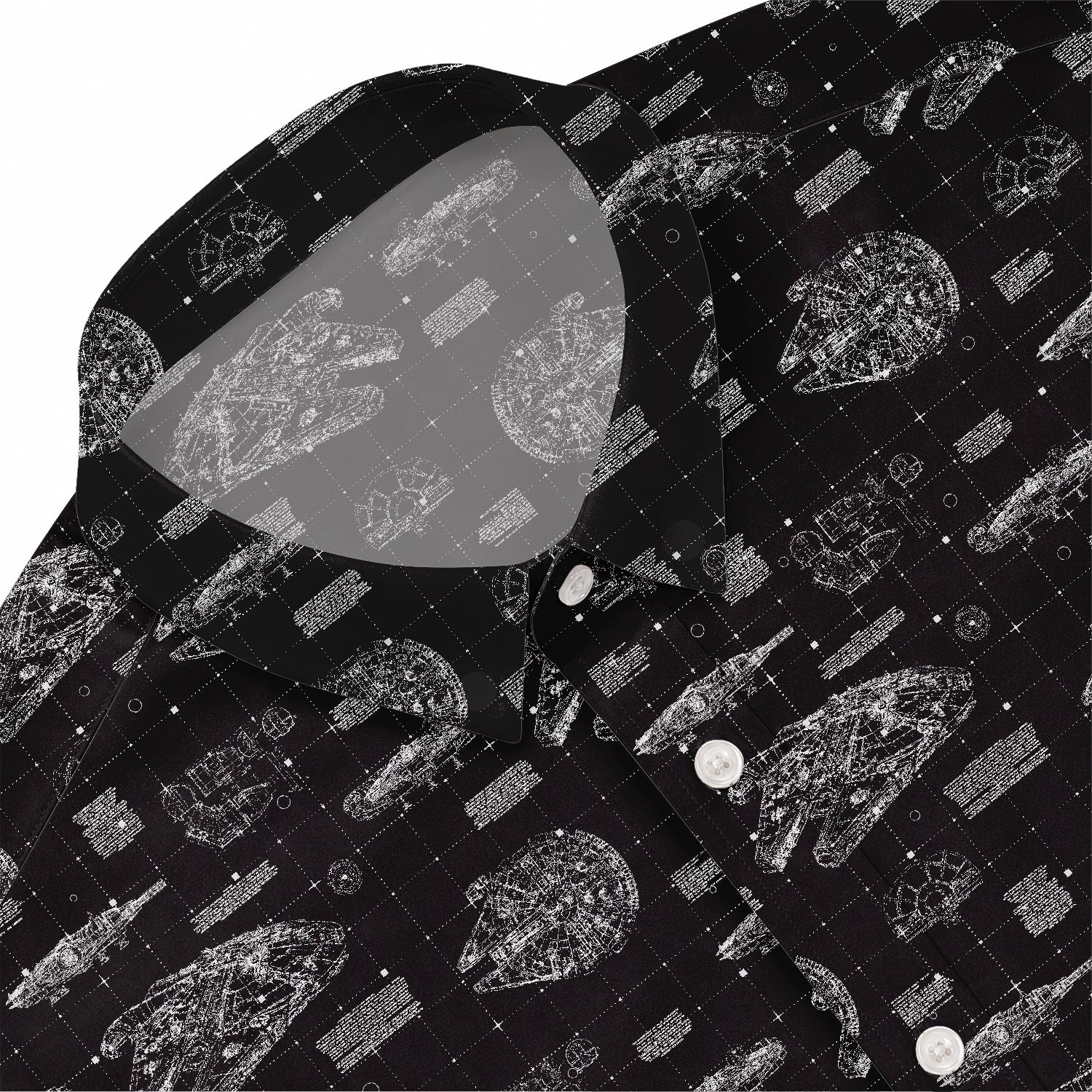 Millennium Falcon Blueprint Hawaiian Shirt with Pocket - Star Wars Schematic Button Down Shirt