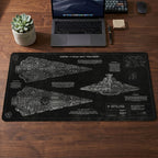 Imperial I-Class Star Destroyer Blueprint Desk Mat - Star Wars Office Accessory Father's Day Gift