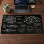 Millennium Falcon Blueprint Desk Mat - Star Wars Office Accessory Father's Day Gift
