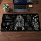 R2-D2 Blueprint Desk Mat - Star Wars Office Accessory Father's Day Gift