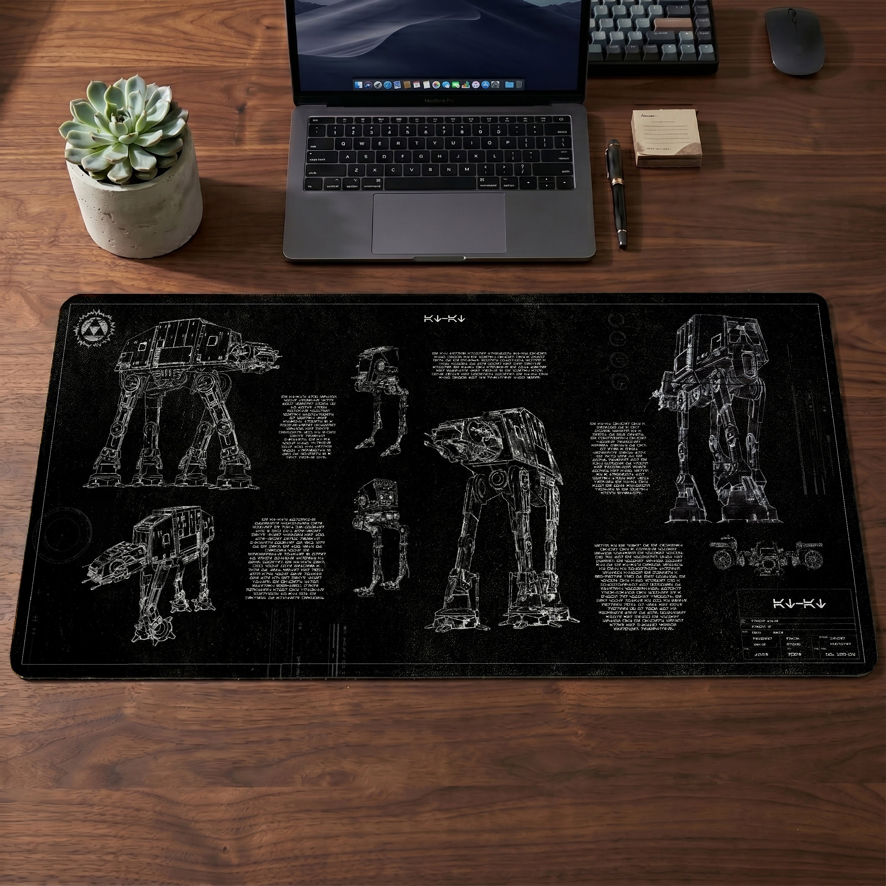 AT-AT Blueprint Desk Mat - Star Wars Office Accessory Father's Day Gift