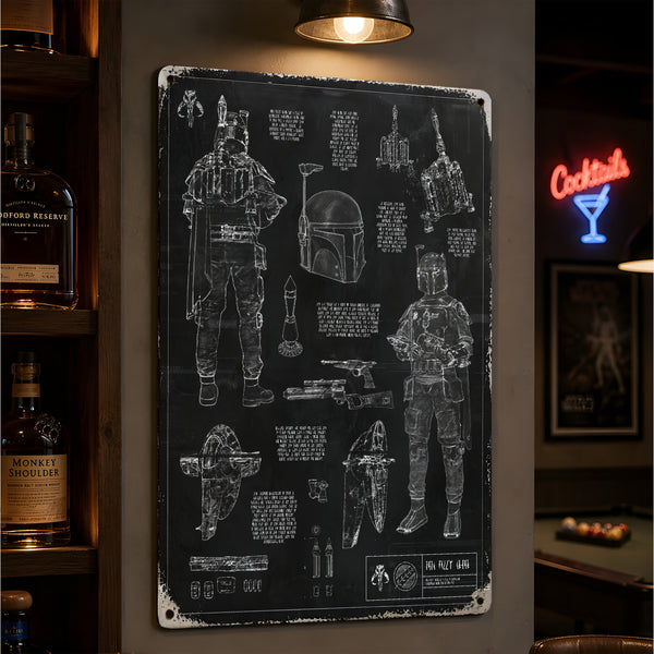 Bounty Hunter Equipments Blueprint Vintage Metal Sign - Vintage Home Decor Gifts for Fans