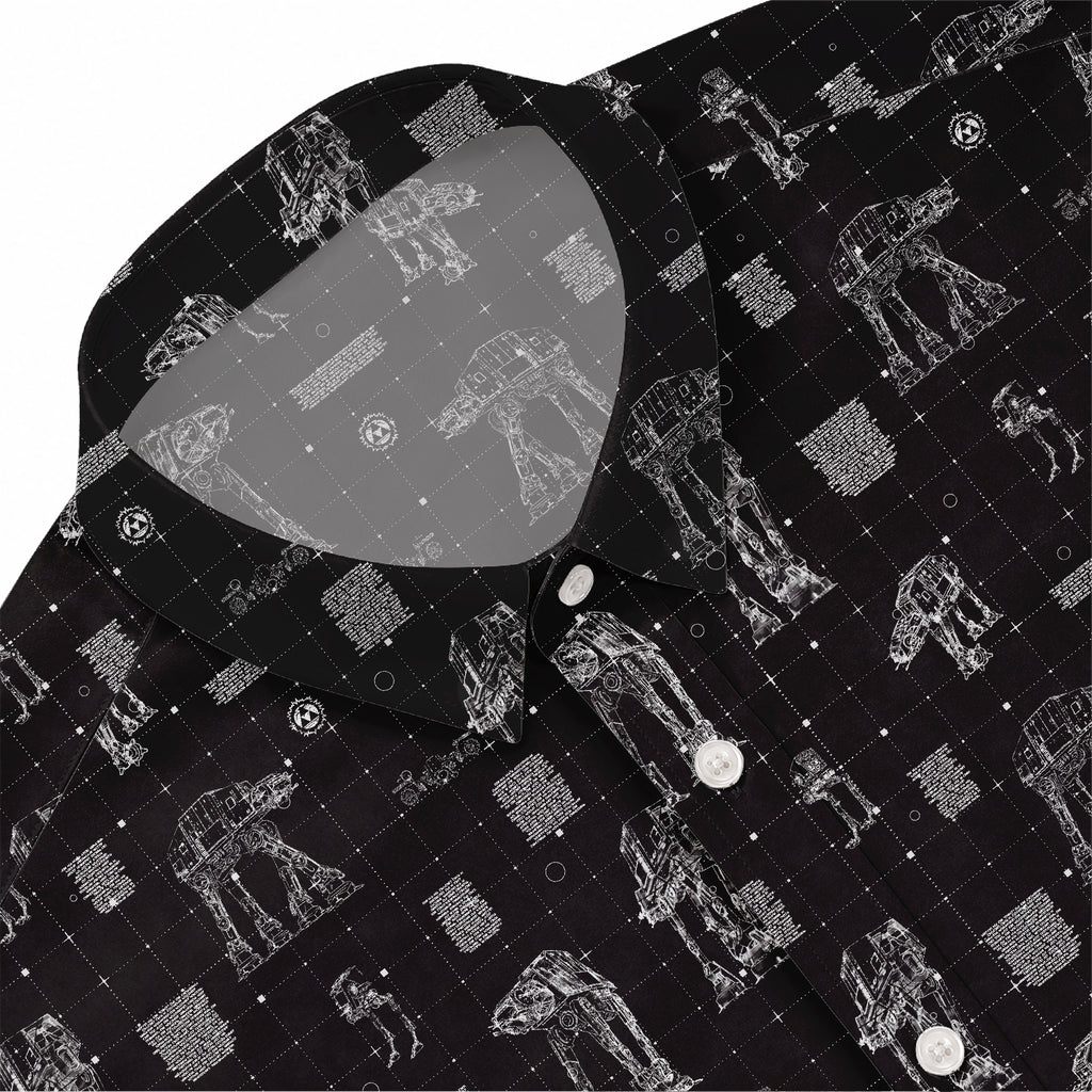 AT-AT Blueprint Hawaiian Shirt with Pocket - Star Wars Schematic Button Down Shirt