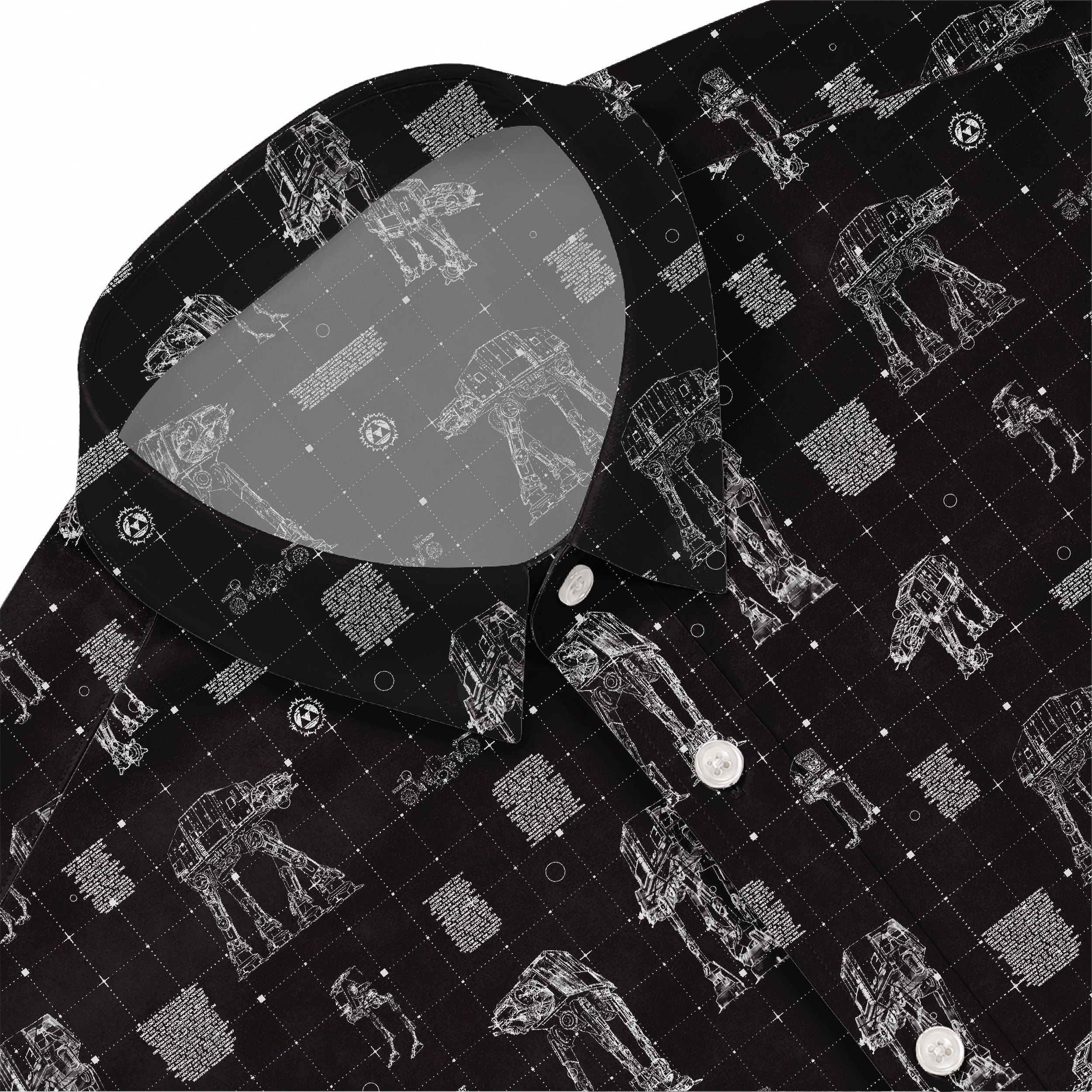 AT-AT Blueprint Hawaiian Shirt with Pocket - Star Wars Schematic Button Down Shirt