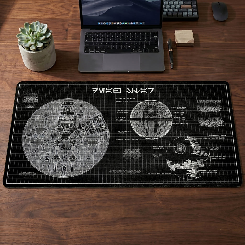 Death Star Blueprint Desk Mat - Star Wars Office Accessory Father's Day Gift