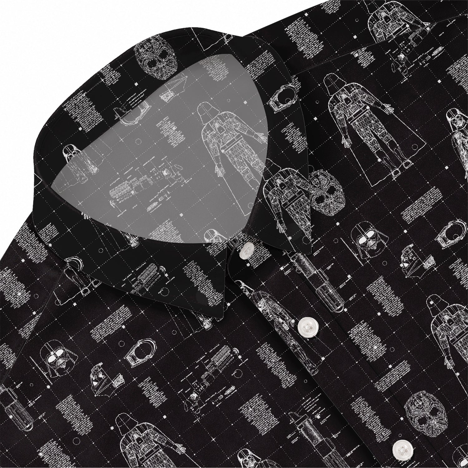 Darth Vader's Equipment Blueprint Hawaiian Shirt with Pocket - Star Wars Schematic Button Down Shirt
