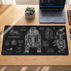 R2-D2 Blueprint Desk Mat - Star Wars Office Accessory Father's Day Gift
