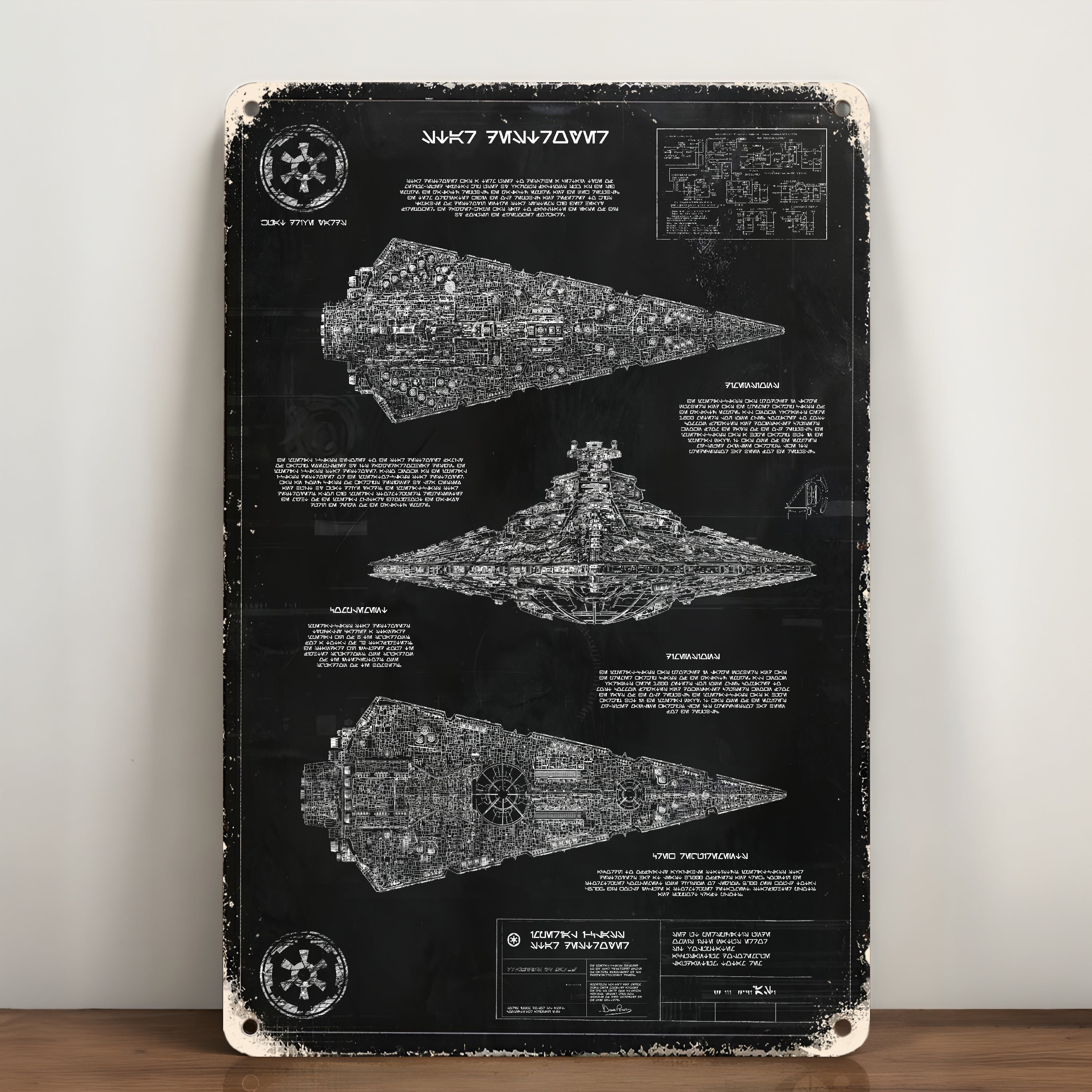 Star Destroyer Blueprint Vintage Metal Sign - Vintage Home Decor Gifts for Fans