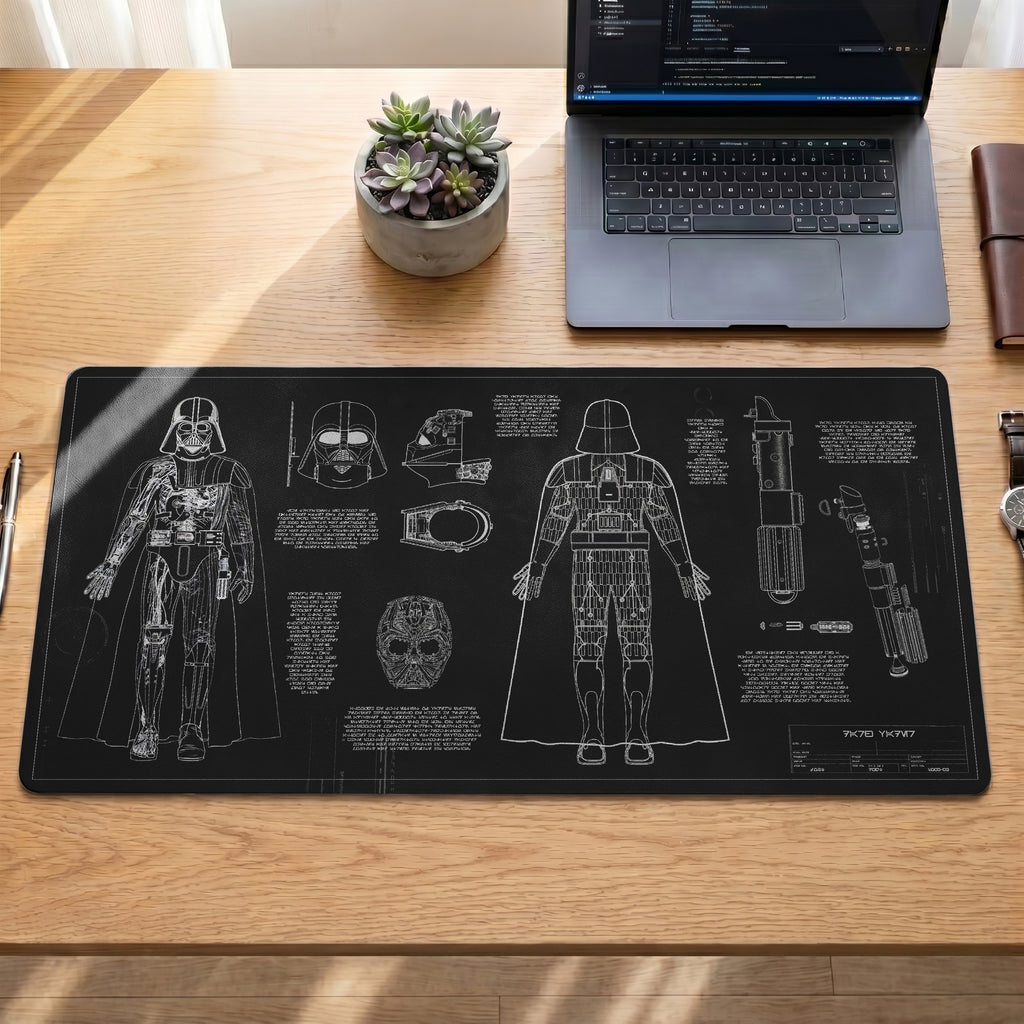 Darth Vader's Equipments Blueprint Desk Mat - Star Wars Office Accessory Father's Day Gift