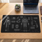Darth Vader's Equipments Blueprint Desk Mat - Star Wars Office Accessory Father's Day Gift