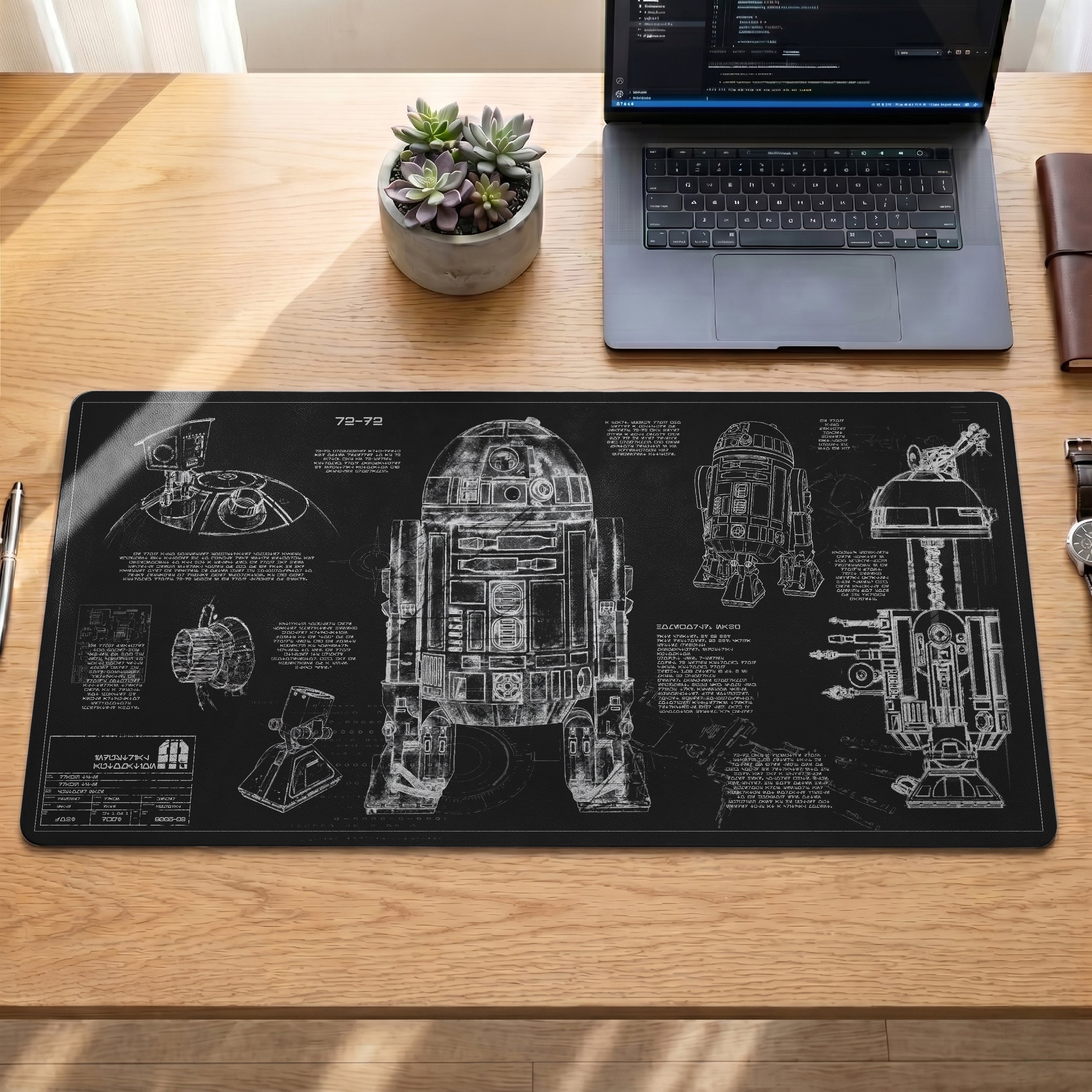 R2-D2 Blueprint Desk Mat - Star Wars Office Accessory Father's Day Gift