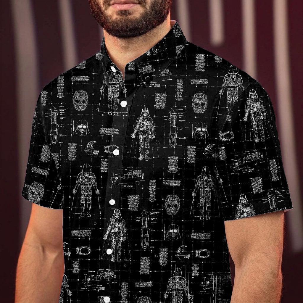 Darth Vader's Equipment Blueprint Hawaiian Shirt with Pocket - Star Wars Schematic Button Down Shirt