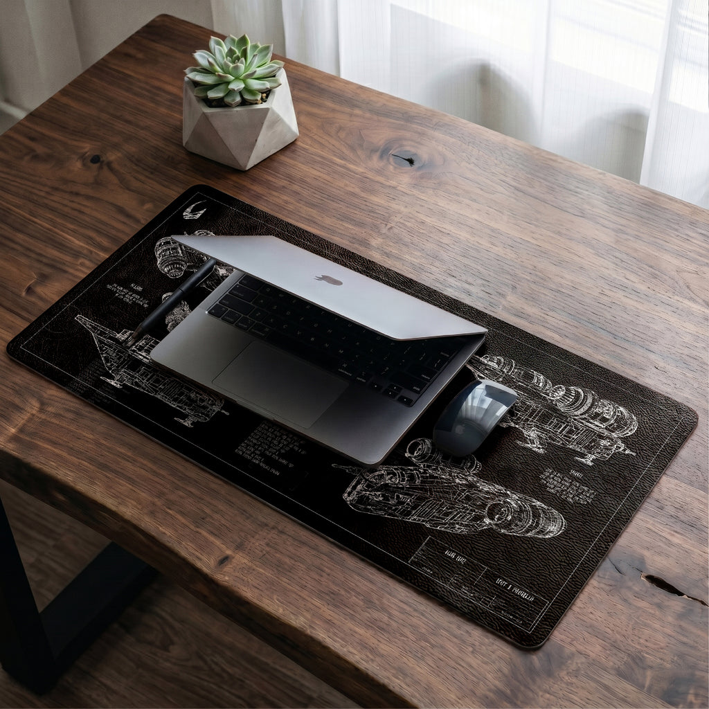 Razor Crest Blueprint Desk Mat - Star Wars Office Accessory Father's Day Gift