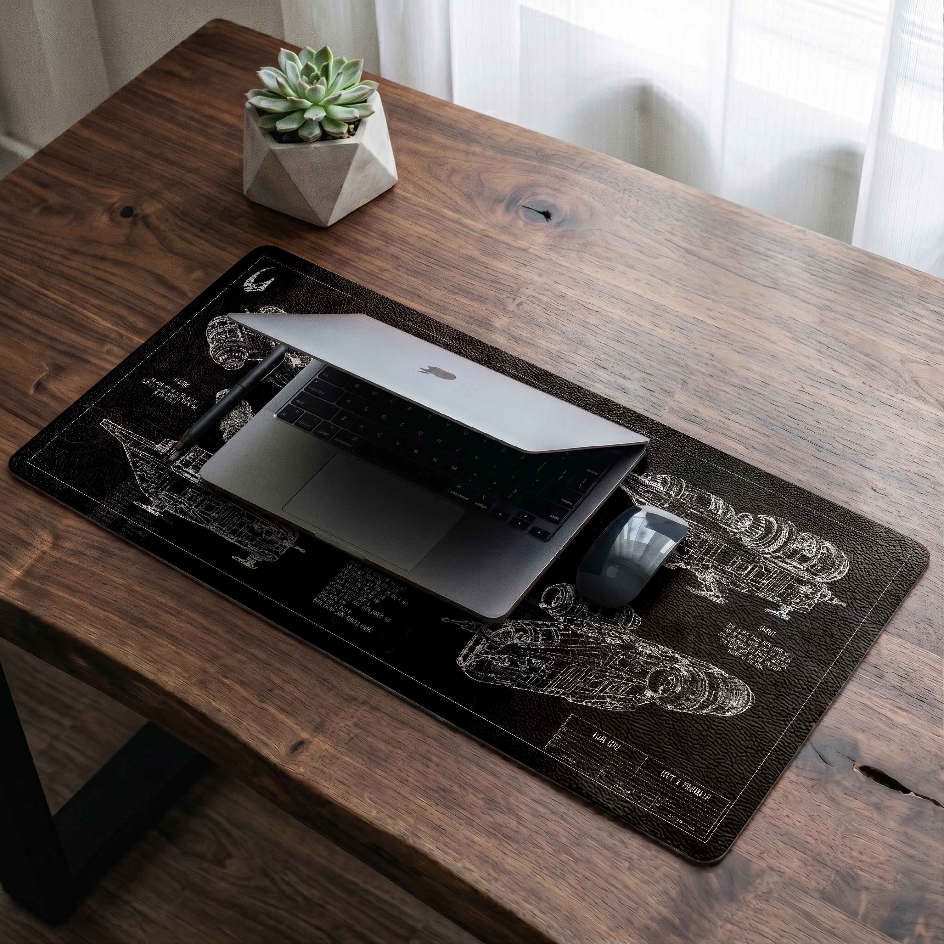 Razor Crest Blueprint Desk Mat - Star Wars Office Accessory Father's Day Gift