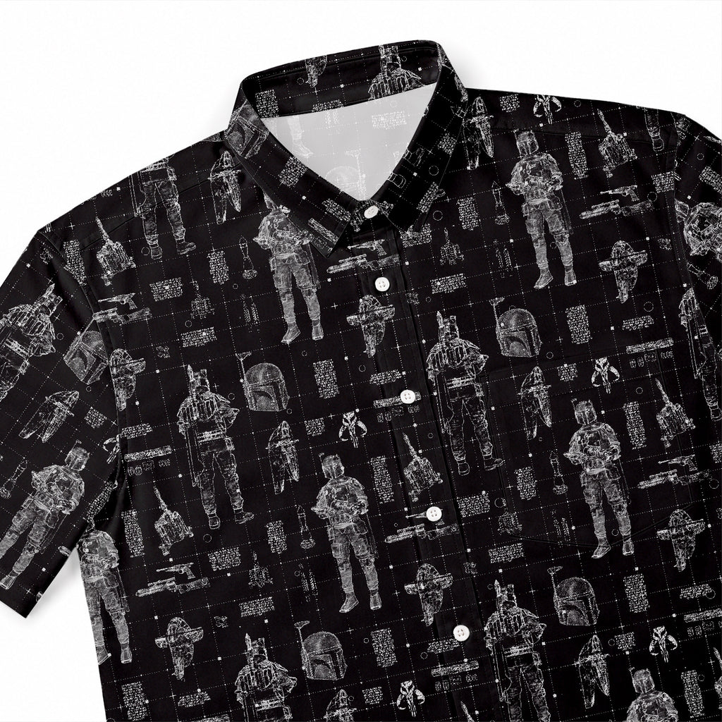 Boba Fett Equipment Blueprint Hawaiian Shirt with Pocket - Star Wars Schematic Button Down Shirt