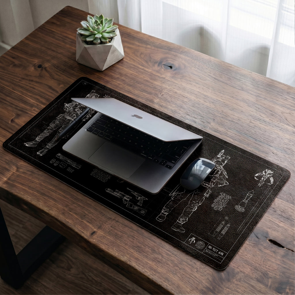 Boba Fett's Armor Blueprint Desk Mat - Star Wars Office Accessory Father's Day Gift