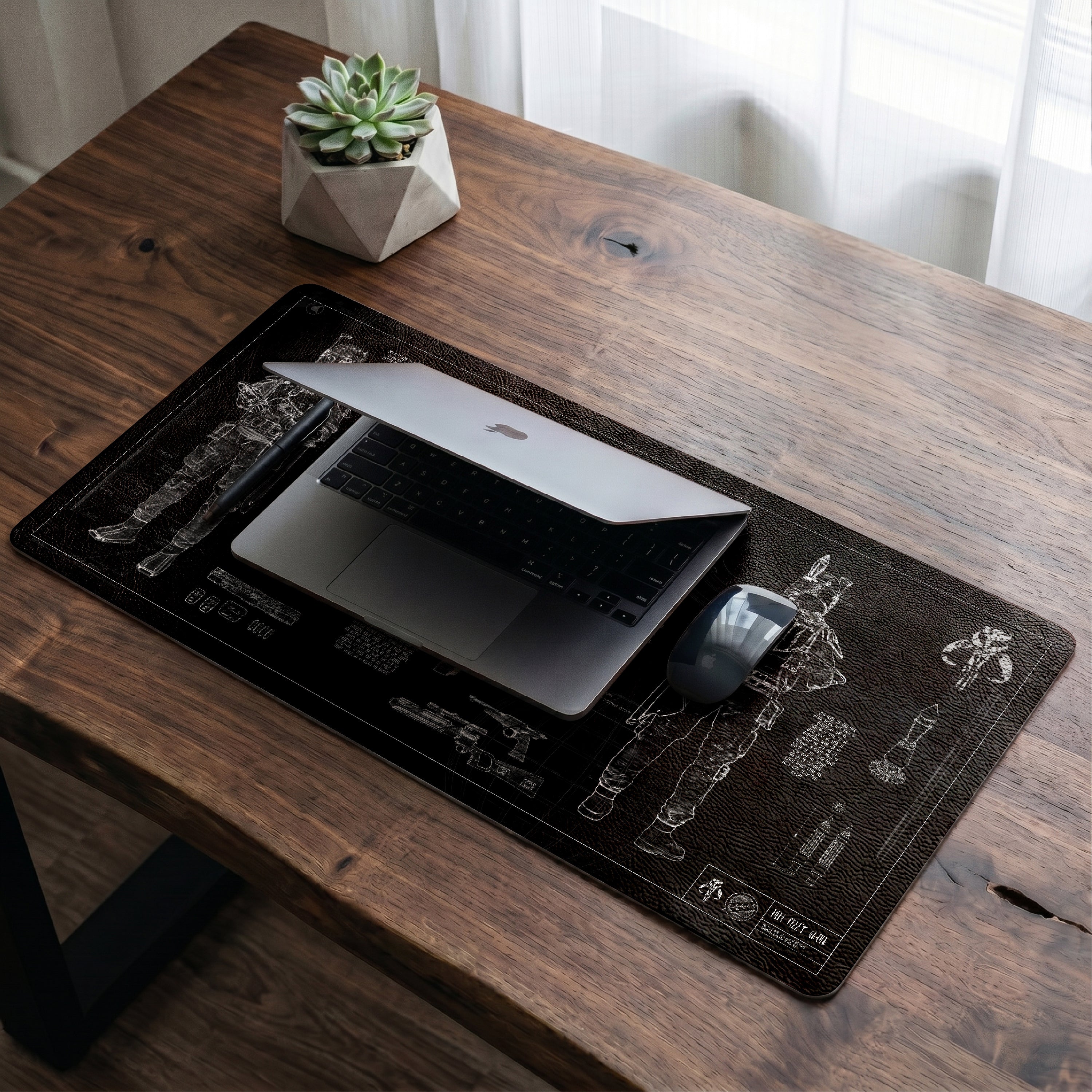 Boba Fett's Armor Blueprint Desk Mat - Star Wars Office Accessory Father's Day Gift