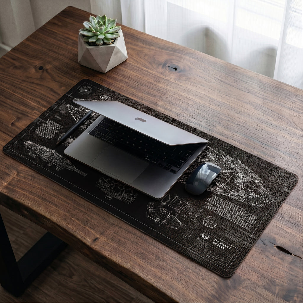 Millennium Falcon Blueprint Desk Mat - Star Wars Office Accessory Father's Day Gift