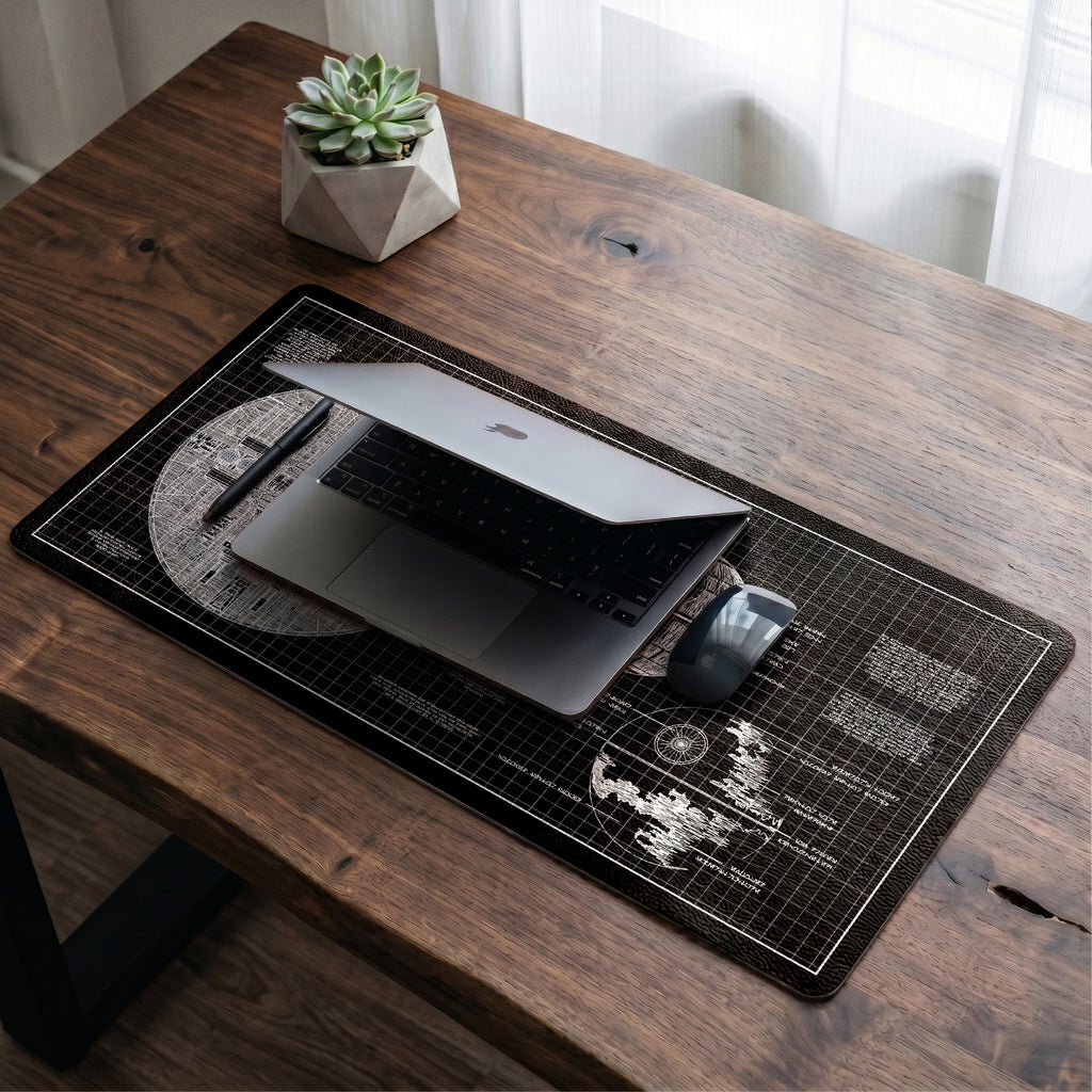 Death Star Blueprint Desk Mat - Star Wars Office Accessory Father's Day Gift