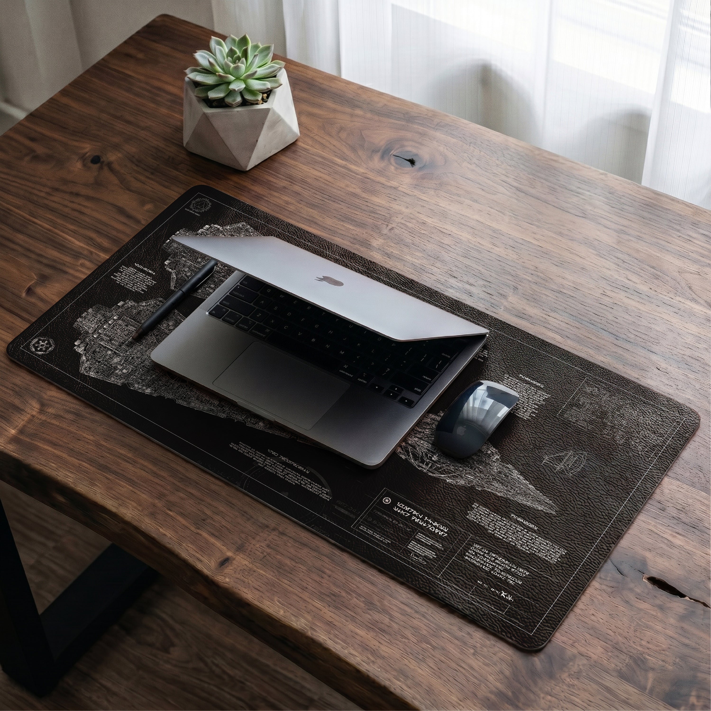 Imperial I-Class Star Destroyer Blueprint Desk Mat - Star Wars Office Accessory Father's Day Gift