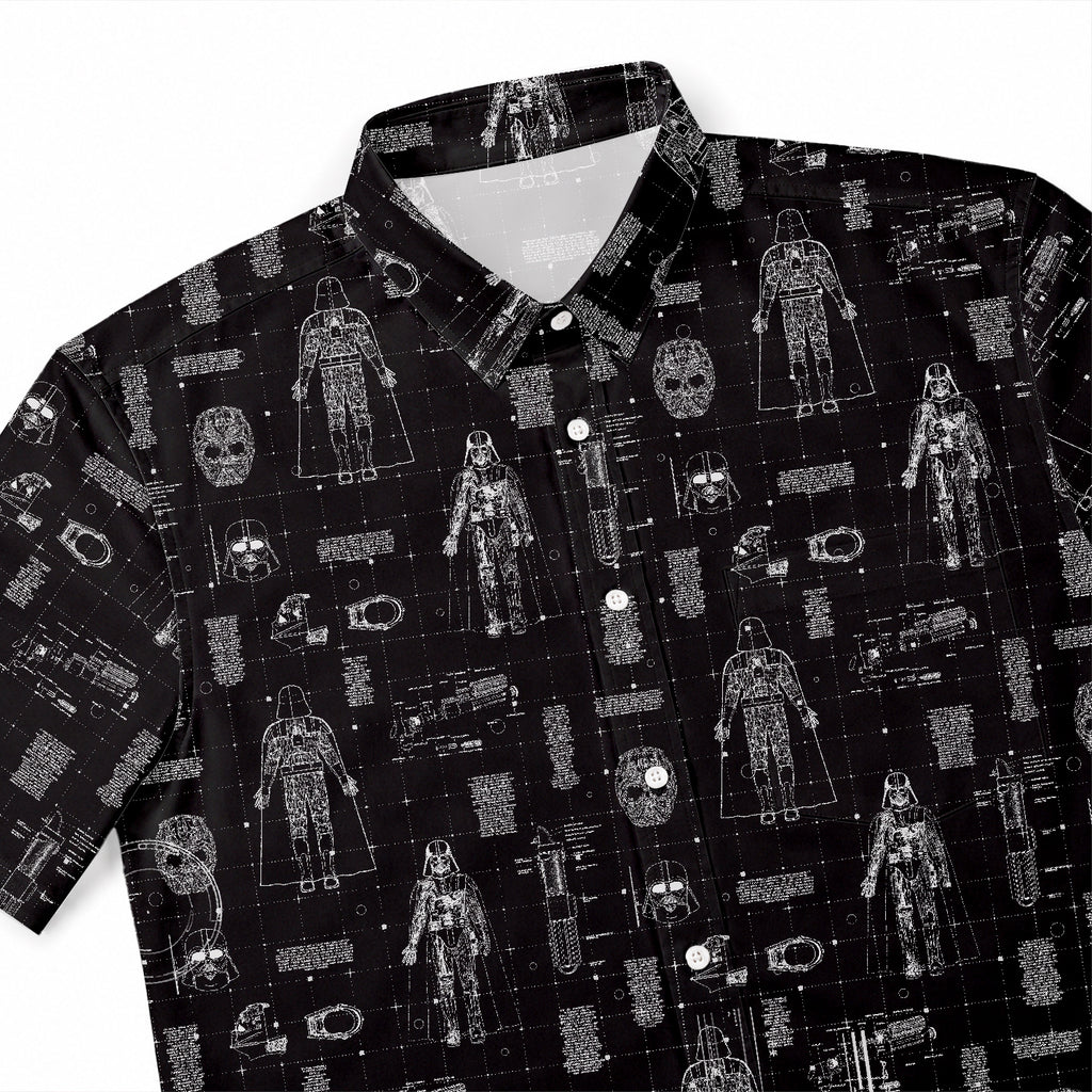 Darth Vader's Equipment Blueprint Hawaiian Shirt with Pocket - Star Wars Schematic Button Down Shirt