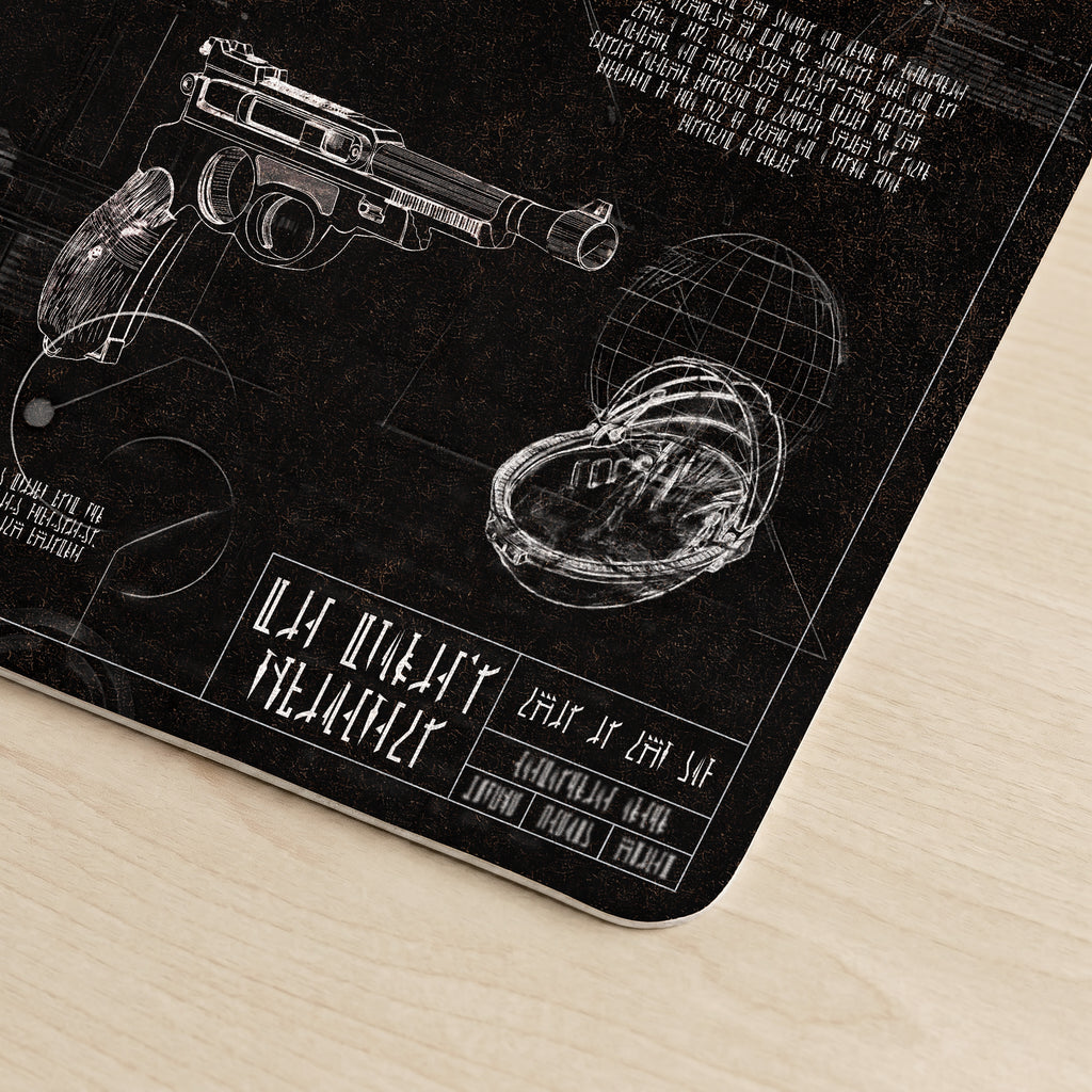Mandalorian Equipment Blueprint Desk Mat - Star Wars Office Accessory Father's Day Gift
