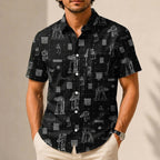 AT-AT Blueprint Hawaiian Shirt with Pocket - Star Wars Schematic Button Down Shirt