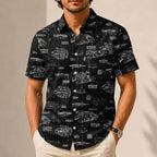 Millennium Falcon Blueprint Hawaiian Shirt with Pocket - Star Wars Schematic Button Down Shirt