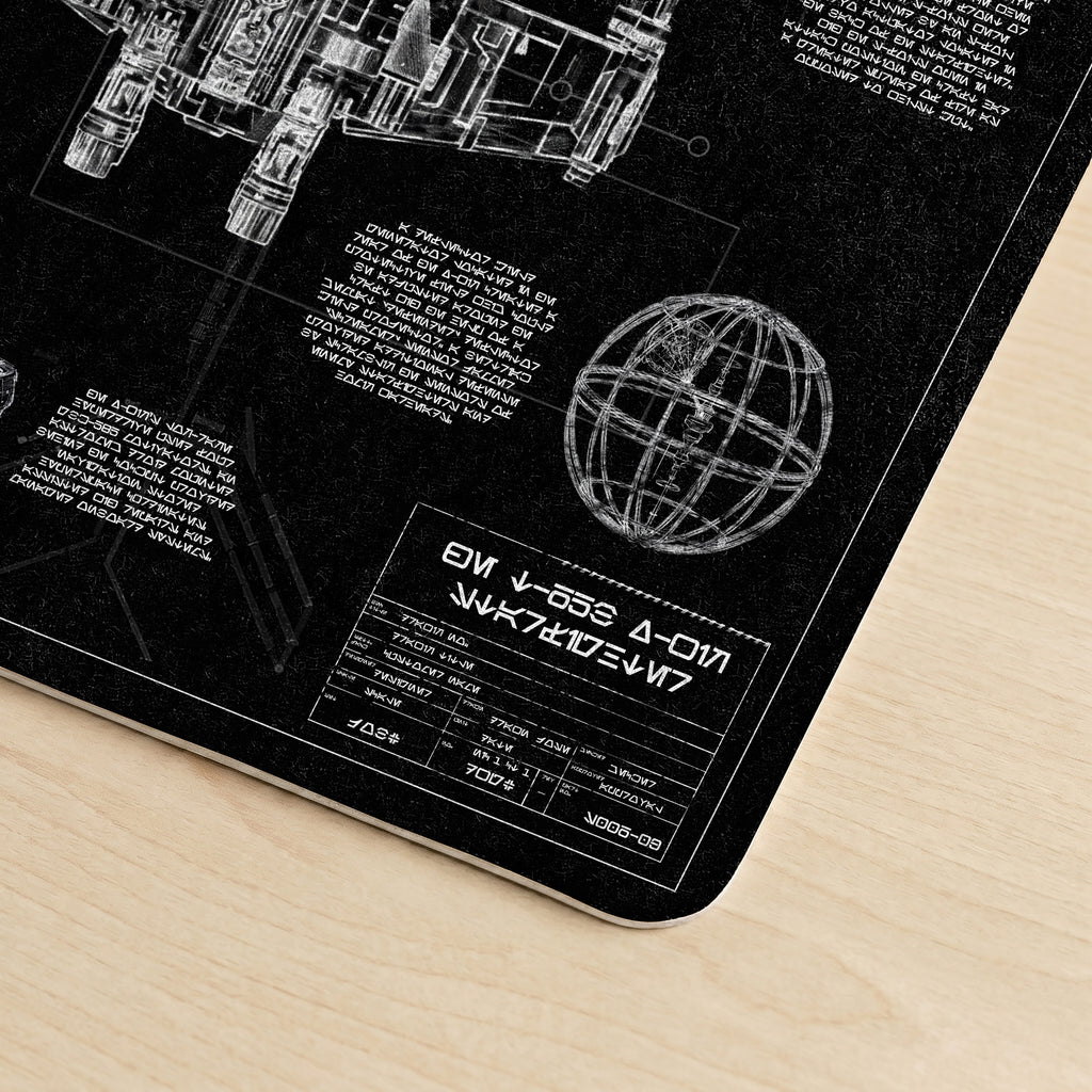 T-65B X-Wing Starfighter Blueprint Desk Mat - Galactic Office Accessory