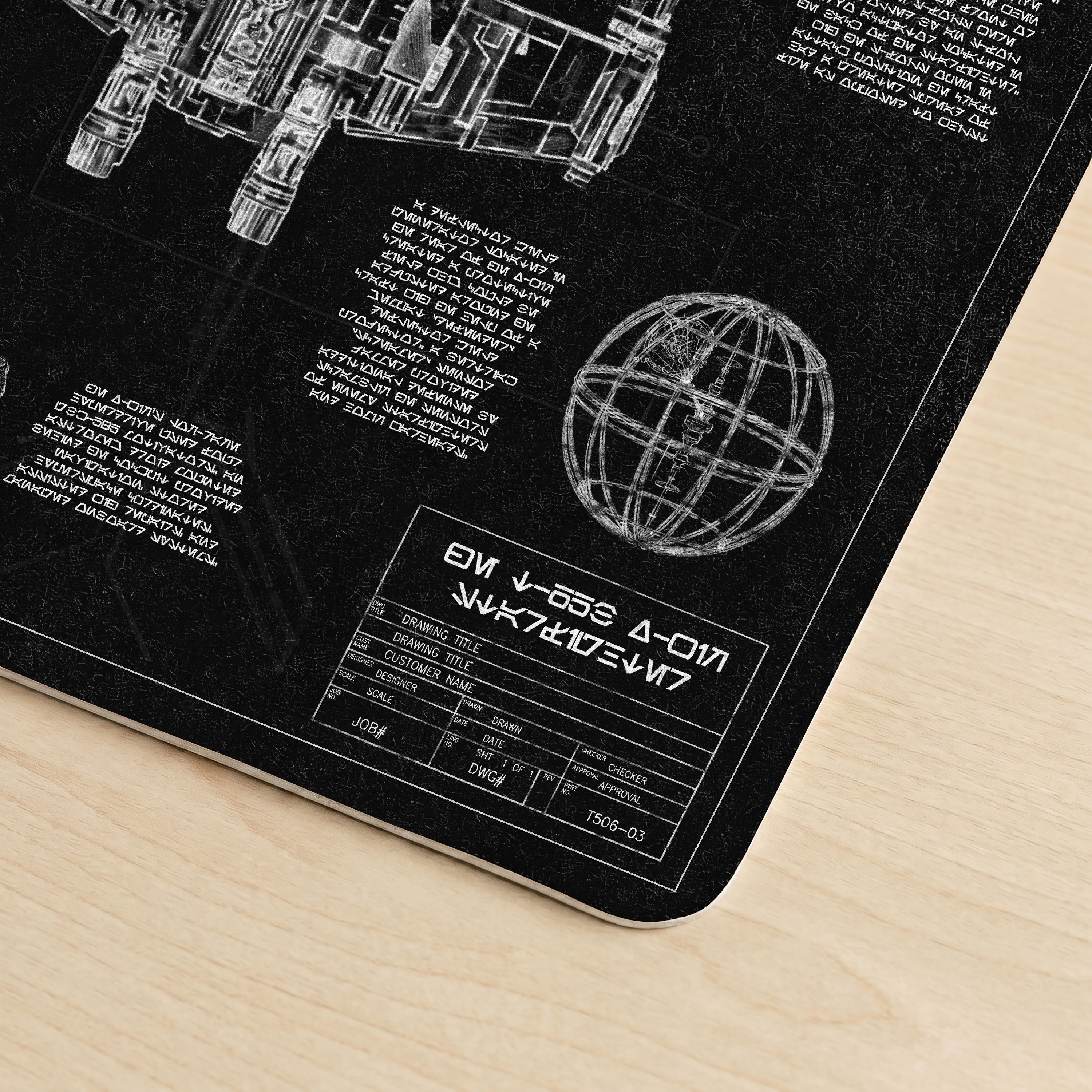 T-65B X-Wing Starfighter Blueprint Desk Mat - Star Wars Office Accessory Father's Day Gift