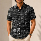 Mando Equipment Blueprint Hawaiian Shirt with Pocket - Galactic Schematic Button Down Shirt