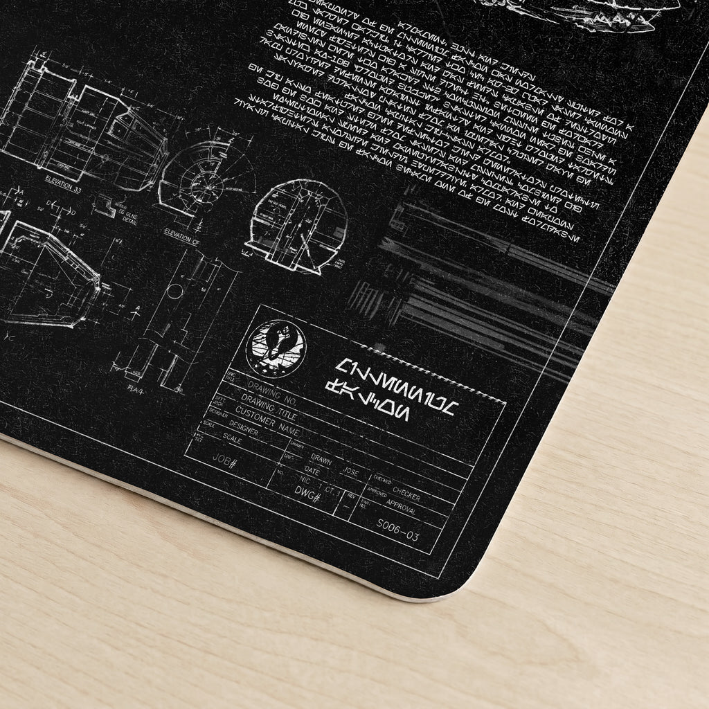 Millennium Falcon Blueprint Desk Mat - Star Wars Office Accessory Father's Day Gift